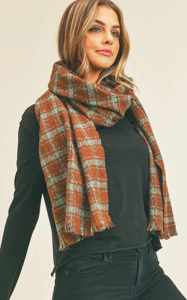 MS0251 Plaid Lurex Soft Scarf w/Fringes