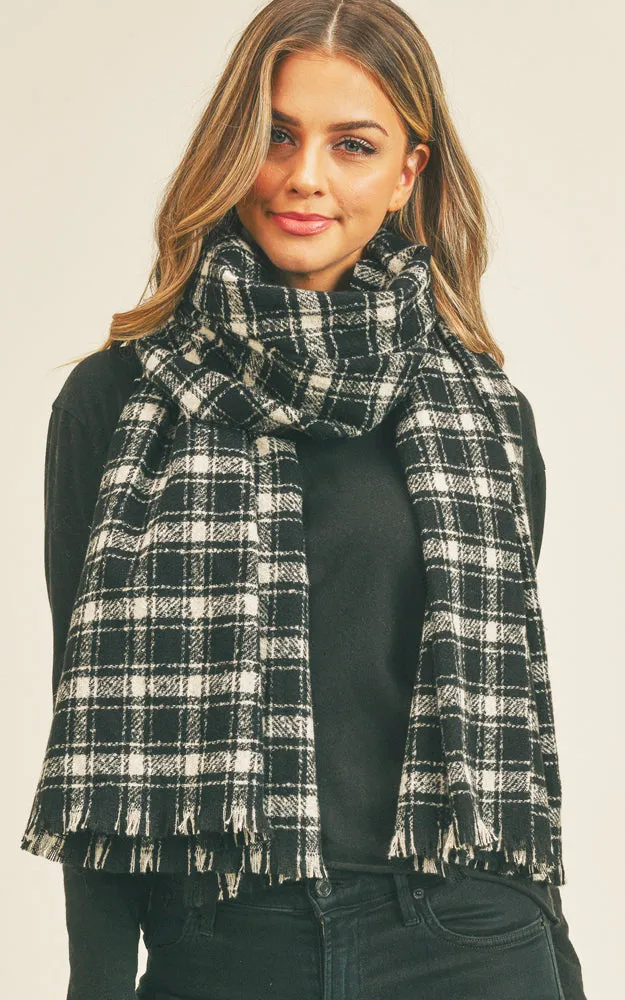 MS0251 Plaid Lurex Soft Scarf w/Fringes