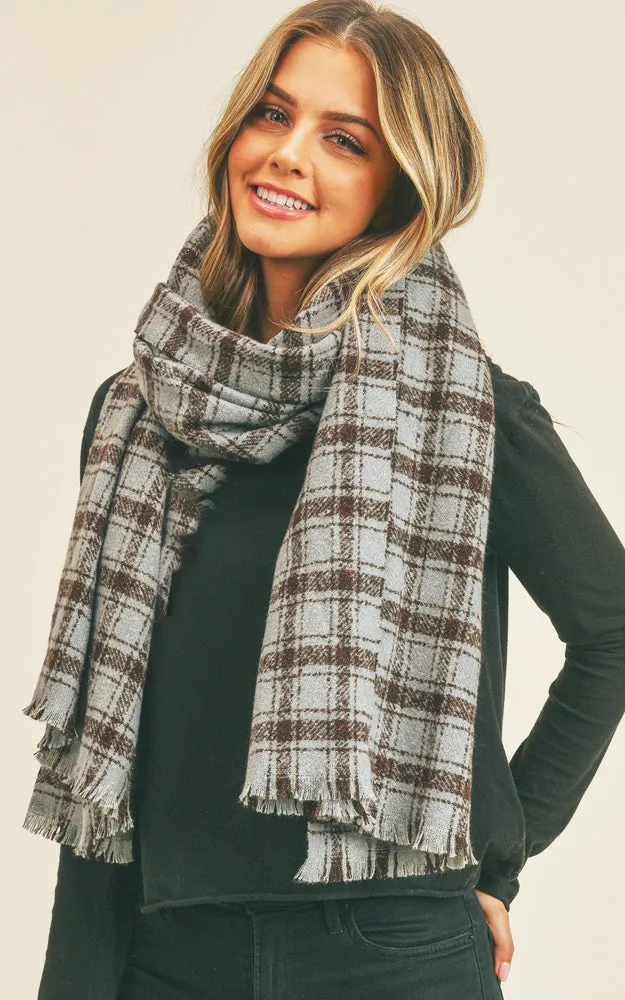 MS0251 Plaid Lurex Soft Scarf w/Fringes