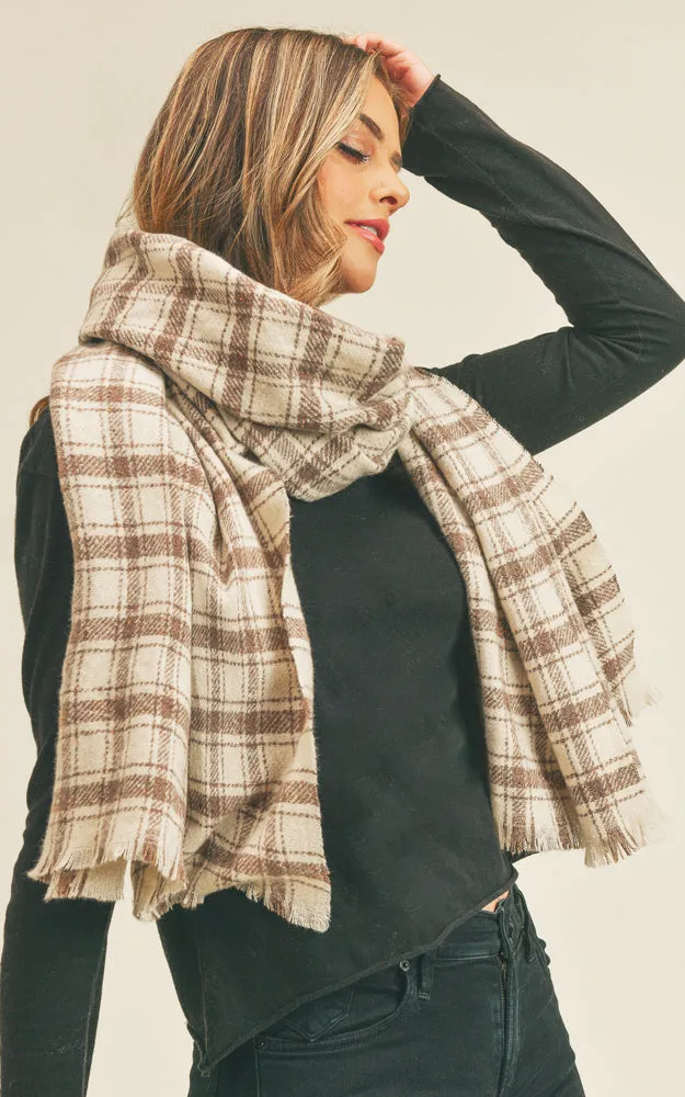 MS0251 Plaid Lurex Soft Scarf w/Fringes