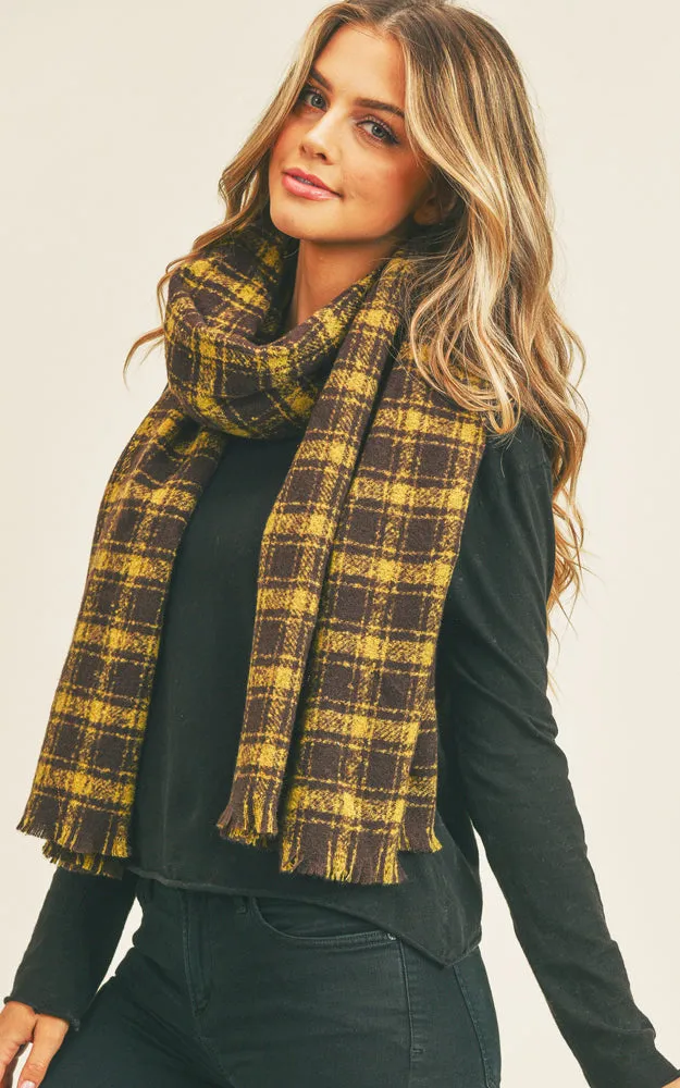 MS0251 Plaid Lurex Soft Scarf w/Fringes