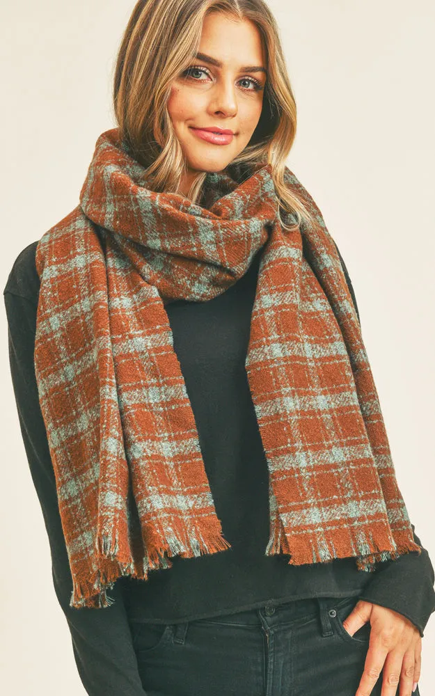 MS0251 Plaid Lurex Soft Scarf w/Fringes