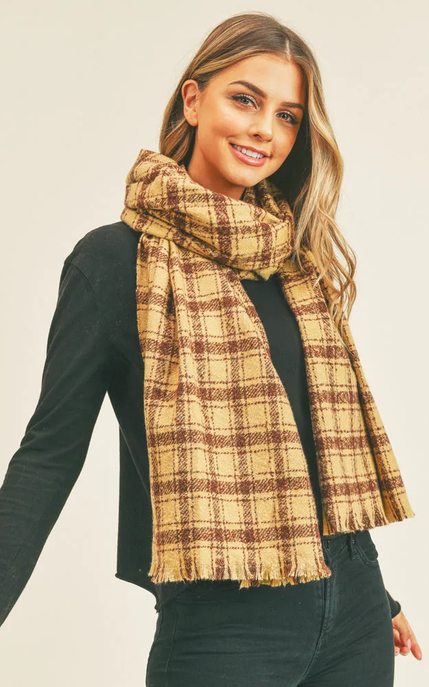 MS0251 Plaid Lurex Soft Scarf w/Fringes