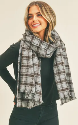 MS0251 Plaid Lurex Soft Scarf w/Fringes