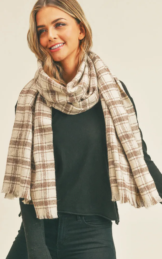 MS0251 Plaid Lurex Soft Scarf w/Fringes