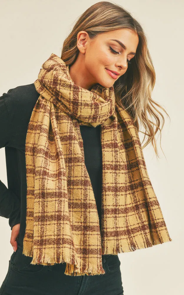 MS0251 Plaid Lurex Soft Scarf w/Fringes