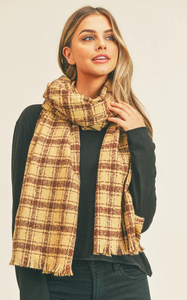MS0251 Plaid Lurex Soft Scarf w/Fringes