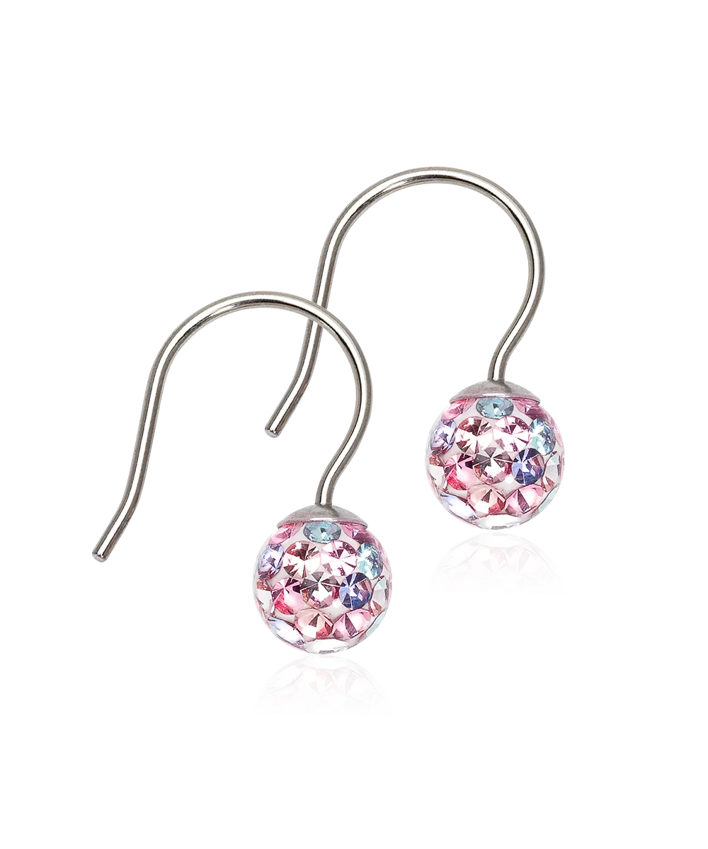 Natural Titanium - Mini Pendant Crystal Ball Earring 6mm Skin Friendly Earrings Ireland
