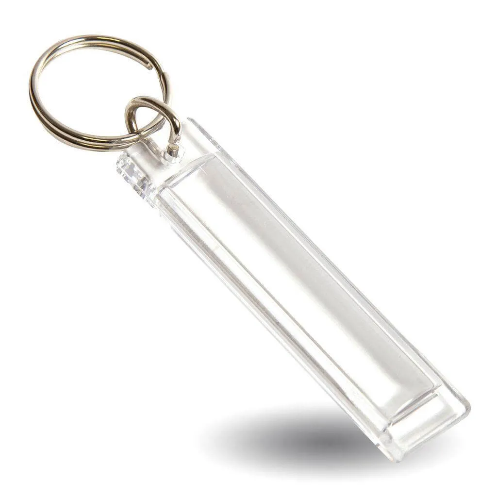 NP53 Rectangular Blank Plastic Photo Insert Number Plate Keyring - 53 x 10mm - Pack of 50