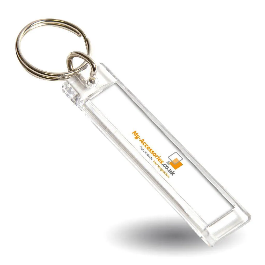 NP53 Rectangular Blank Plastic Photo Insert Number Plate Keyring - 53 x 10mm - Pack of 50