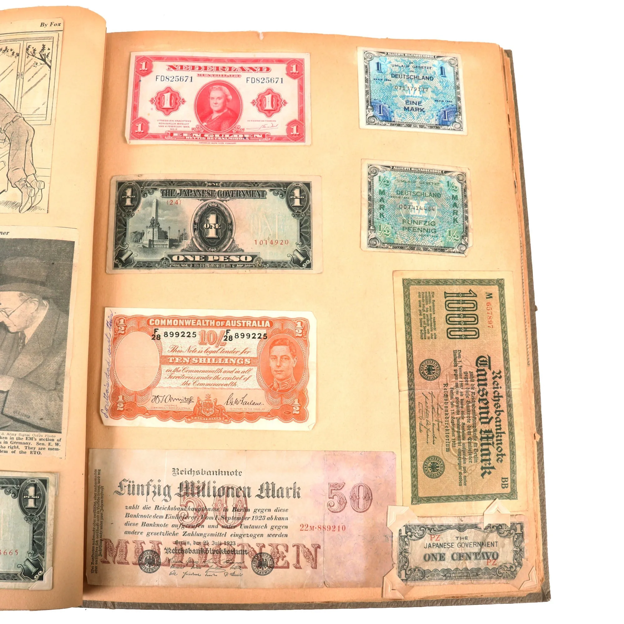 Original U.S. WWII Extensive Pigeon Breeding Group Scrapbook with Patch & Currency Collection - Over 200 Photographs