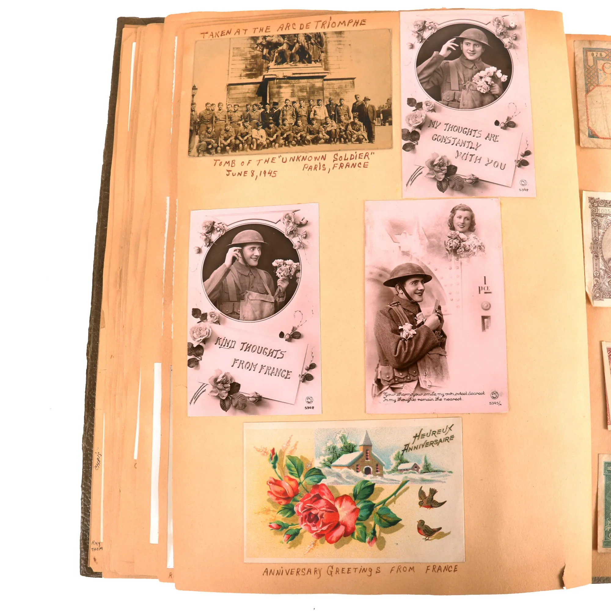 Original U.S. WWII Extensive Pigeon Breeding Group Scrapbook with Patch & Currency Collection - Over 200 Photographs