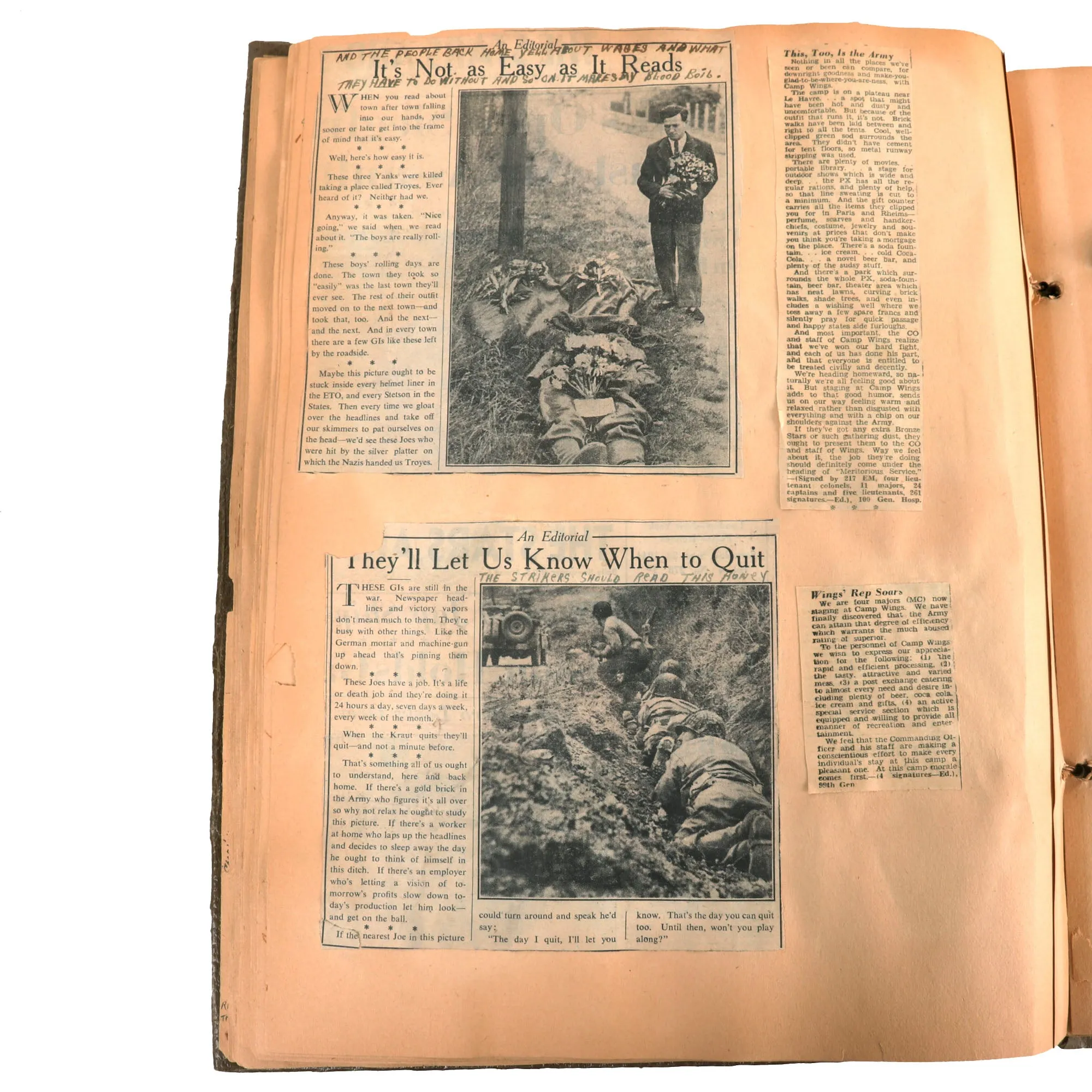 Original U.S. WWII Extensive Pigeon Breeding Group Scrapbook with Patch & Currency Collection - Over 200 Photographs
