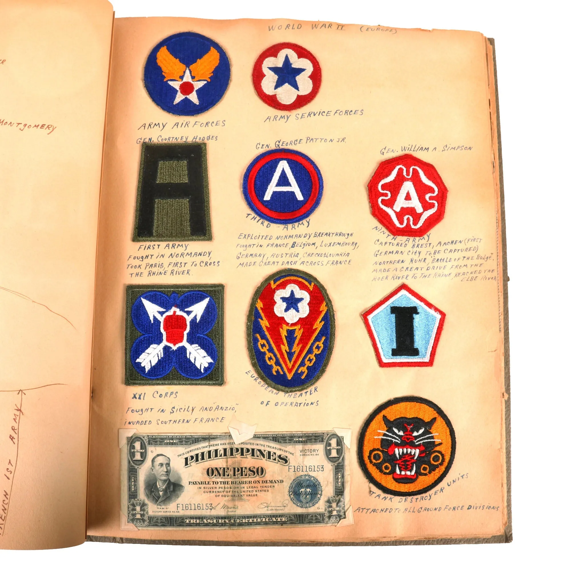 Original U.S. WWII Extensive Pigeon Breeding Group Scrapbook with Patch & Currency Collection - Over 200 Photographs