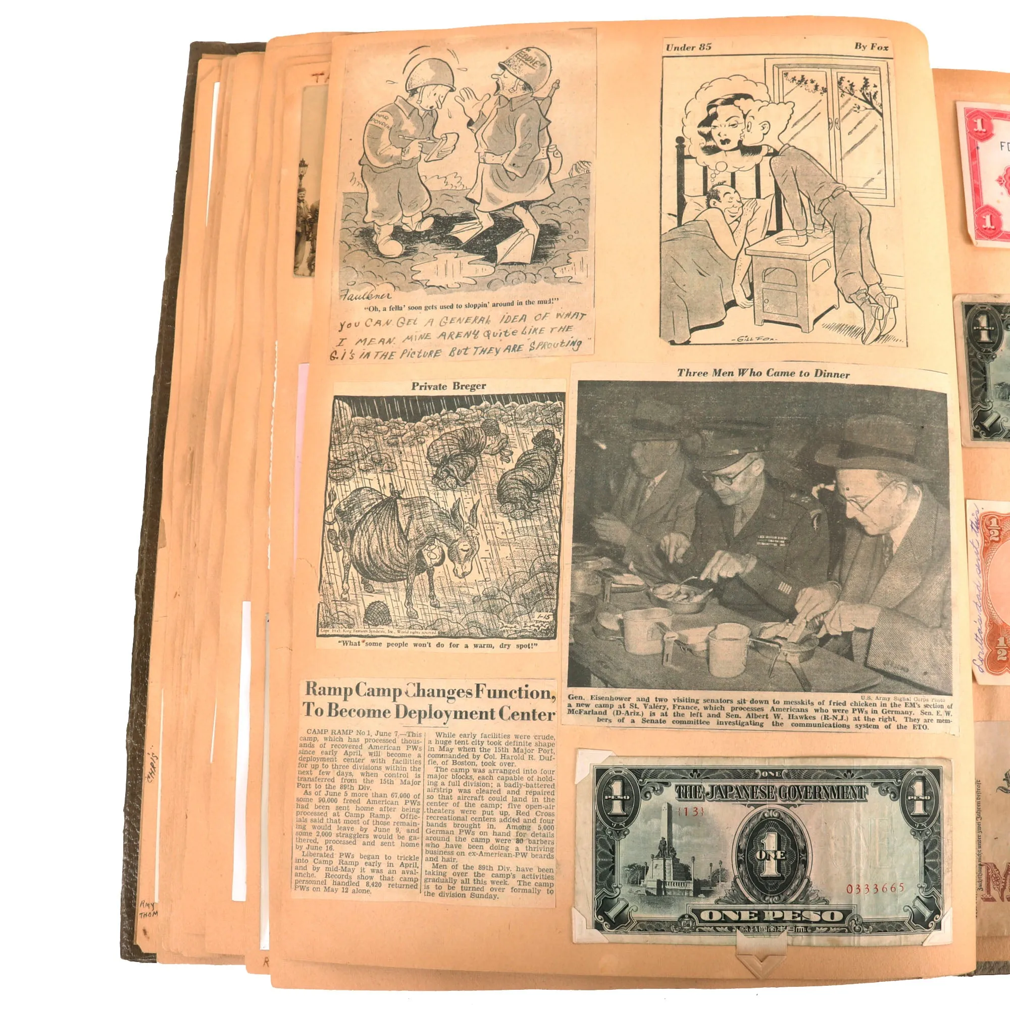 Original U.S. WWII Extensive Pigeon Breeding Group Scrapbook with Patch & Currency Collection - Over 200 Photographs