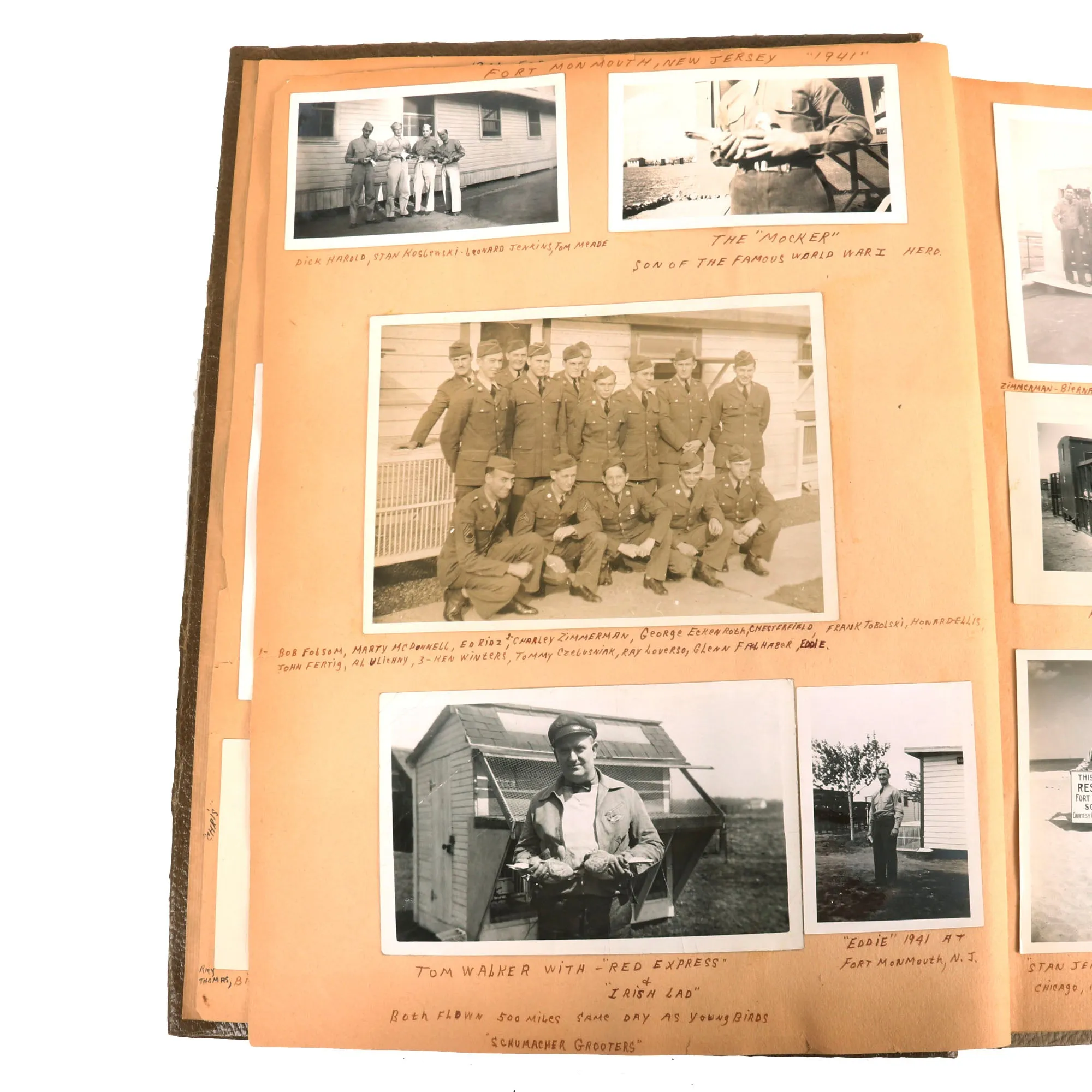 Original U.S. WWII Extensive Pigeon Breeding Group Scrapbook with Patch & Currency Collection - Over 200 Photographs