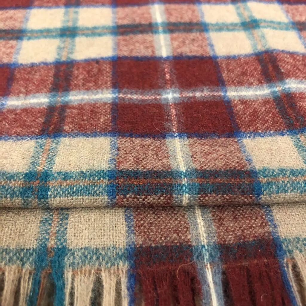 PENDLETON RED/TAN PLAID WOOL SCARF TCC