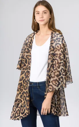 PN97B2 Leopard Print Multi Shawl Vest