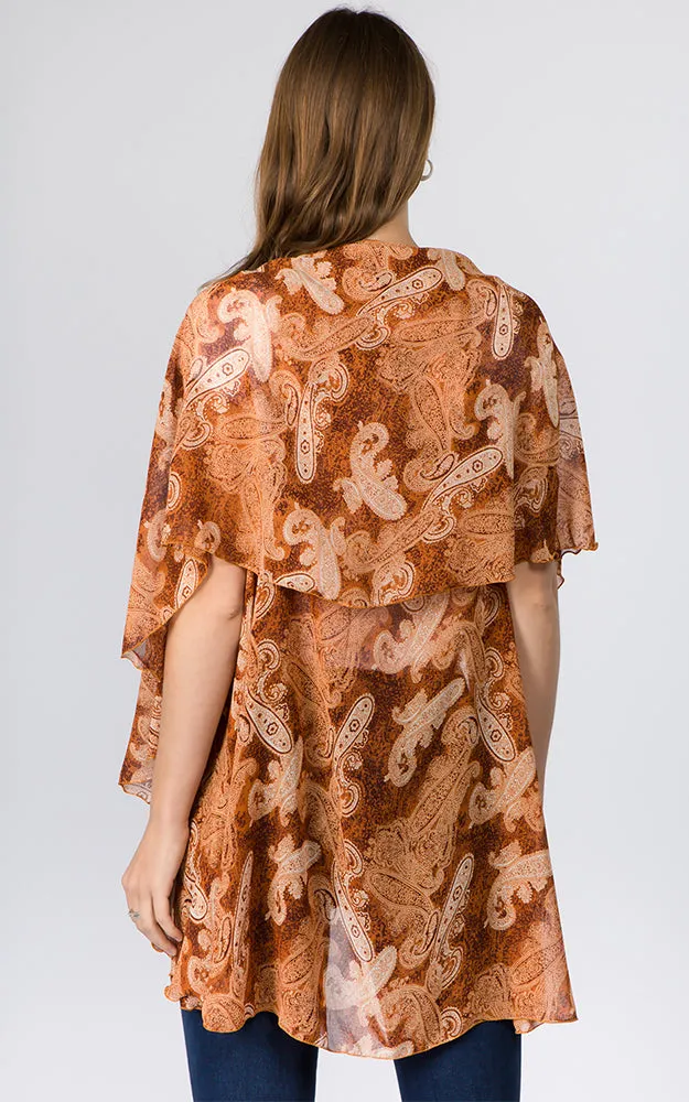 PN99B1 Paisley Print Multi Shawl Vest