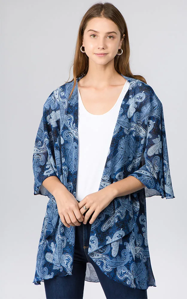 PN99B1 Paisley Print Multi Shawl Vest