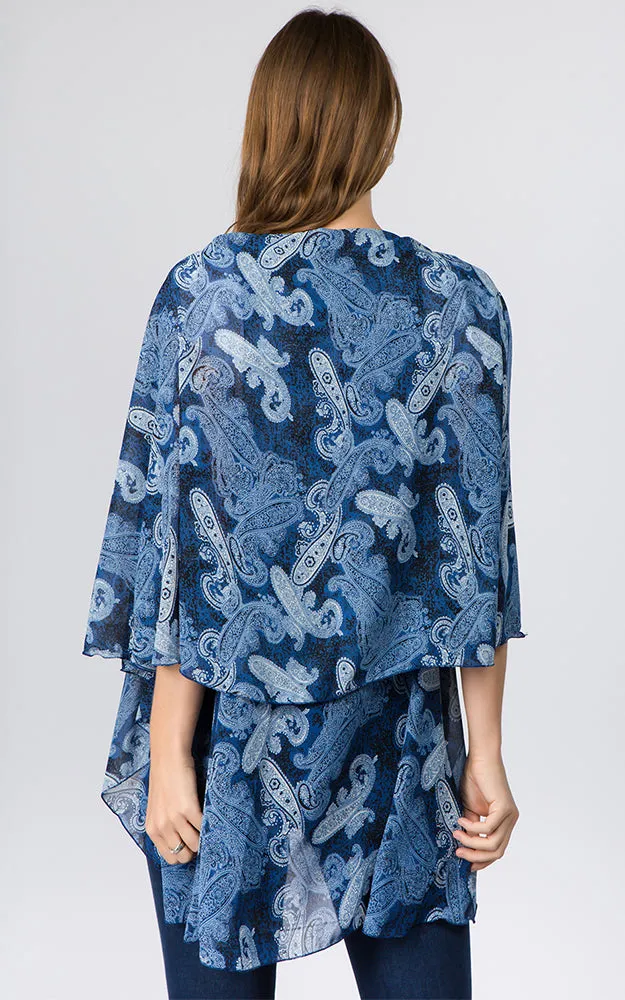 PN99B1 Paisley Print Multi Shawl Vest