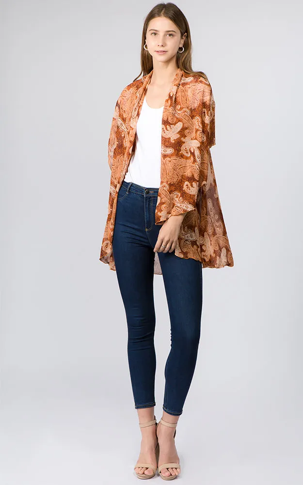 PN99B1 Paisley Print Multi Shawl Vest