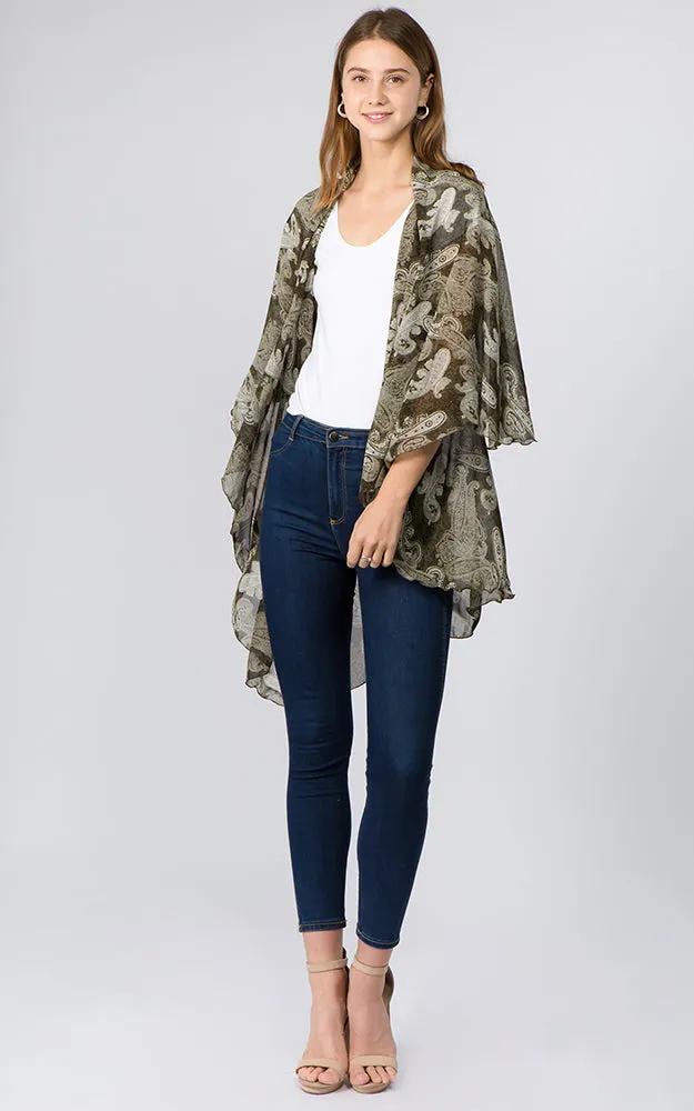 PN99B1 Paisley Print Multi Shawl Vest