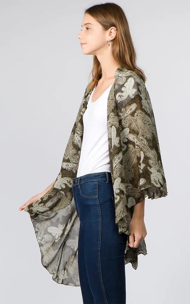 PN99B1 Paisley Print Multi Shawl Vest