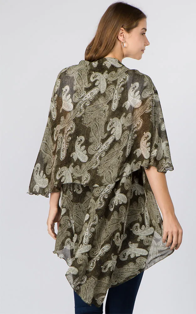 PN99B1 Paisley Print Multi Shawl Vest
