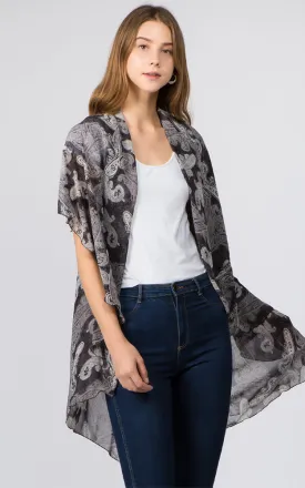 PN99B1 Paisley Print Multi Shawl Vest