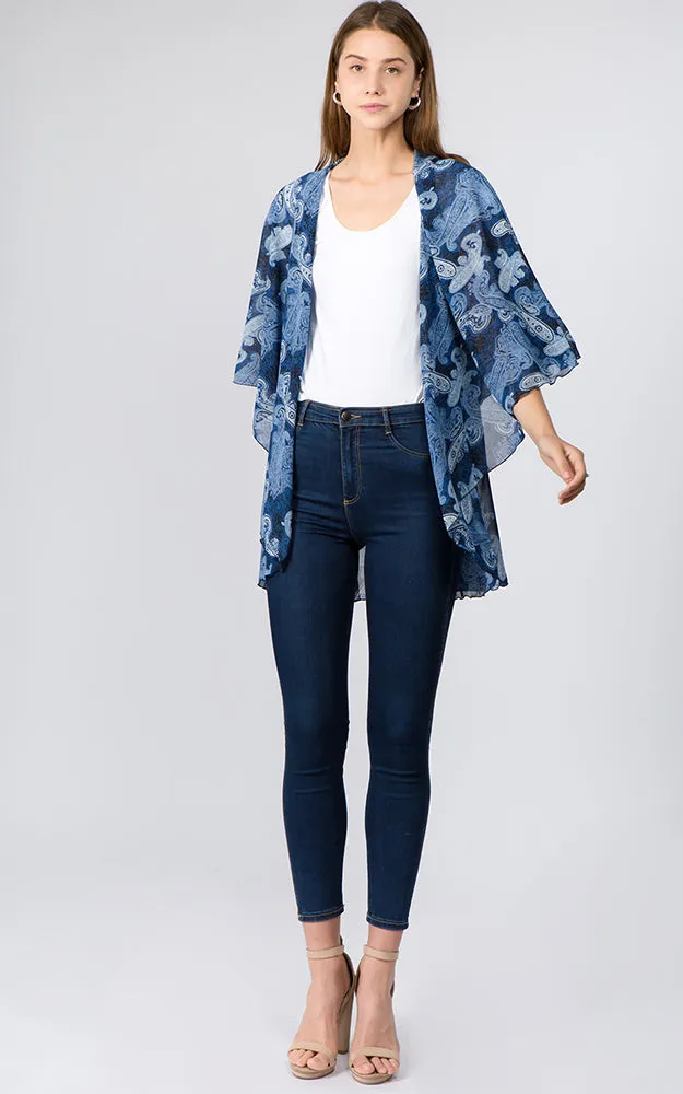 PN99B1 Paisley Print Multi Shawl Vest