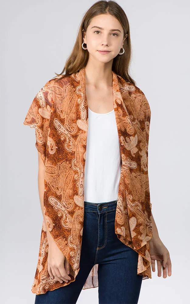PN99B1 Paisley Print Multi Shawl Vest