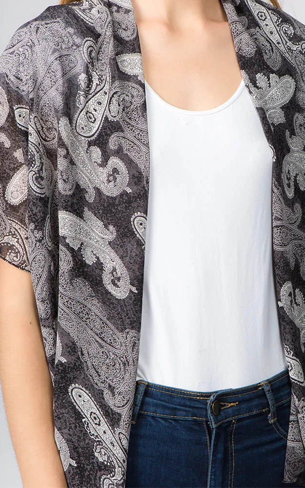PN99B1 Paisley Print Multi Shawl Vest