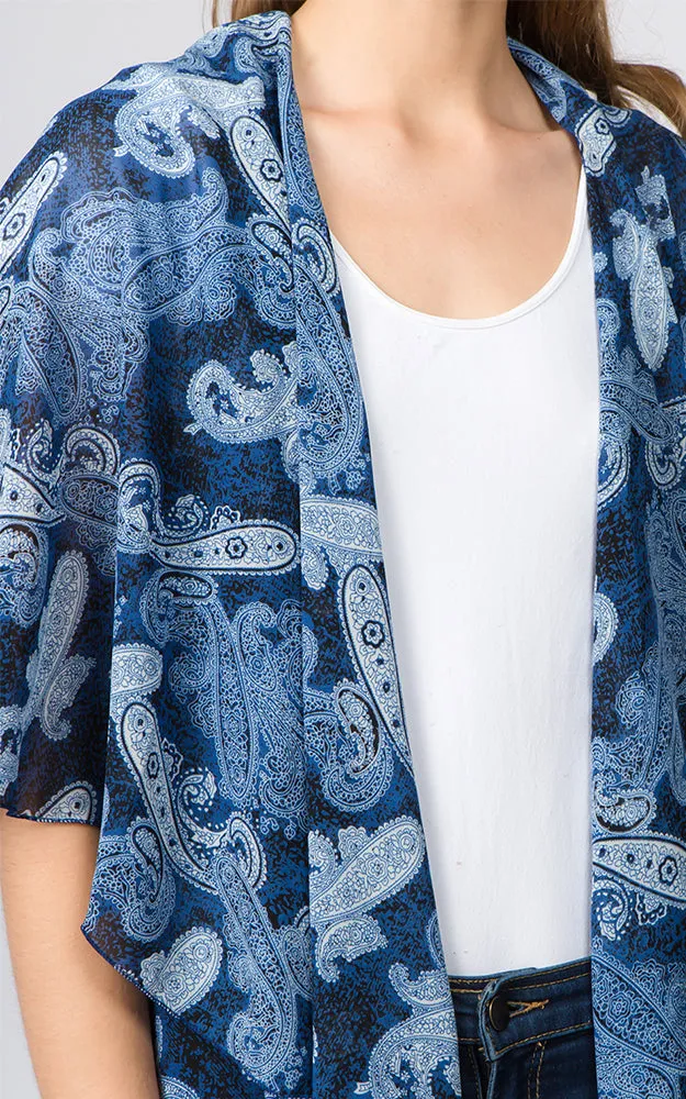 PN99B1 Paisley Print Multi Shawl Vest