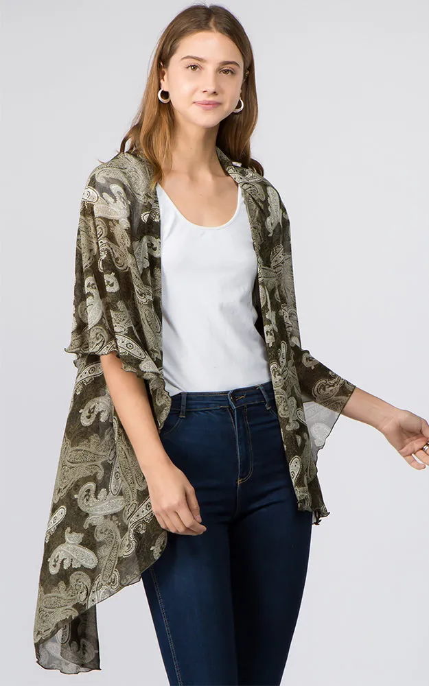 PN99B1 Paisley Print Multi Shawl Vest