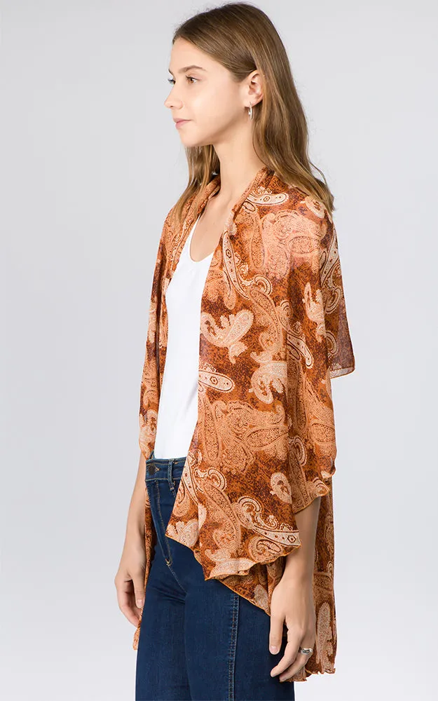 PN99B1 Paisley Print Multi Shawl Vest