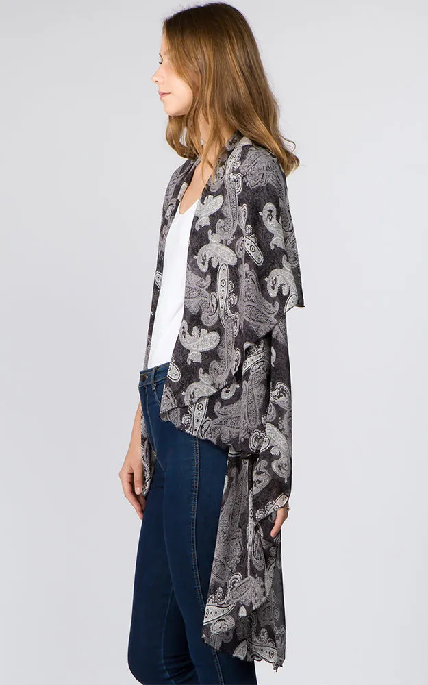 PN99B1 Paisley Print Multi Shawl Vest