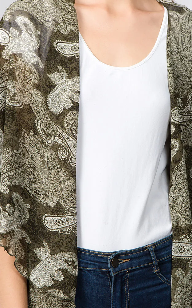 PN99B1 Paisley Print Multi Shawl Vest