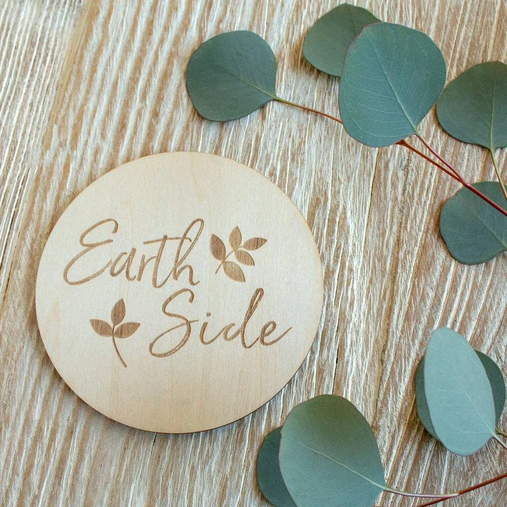 "Earth Side" Birth Announcement Photo Disc