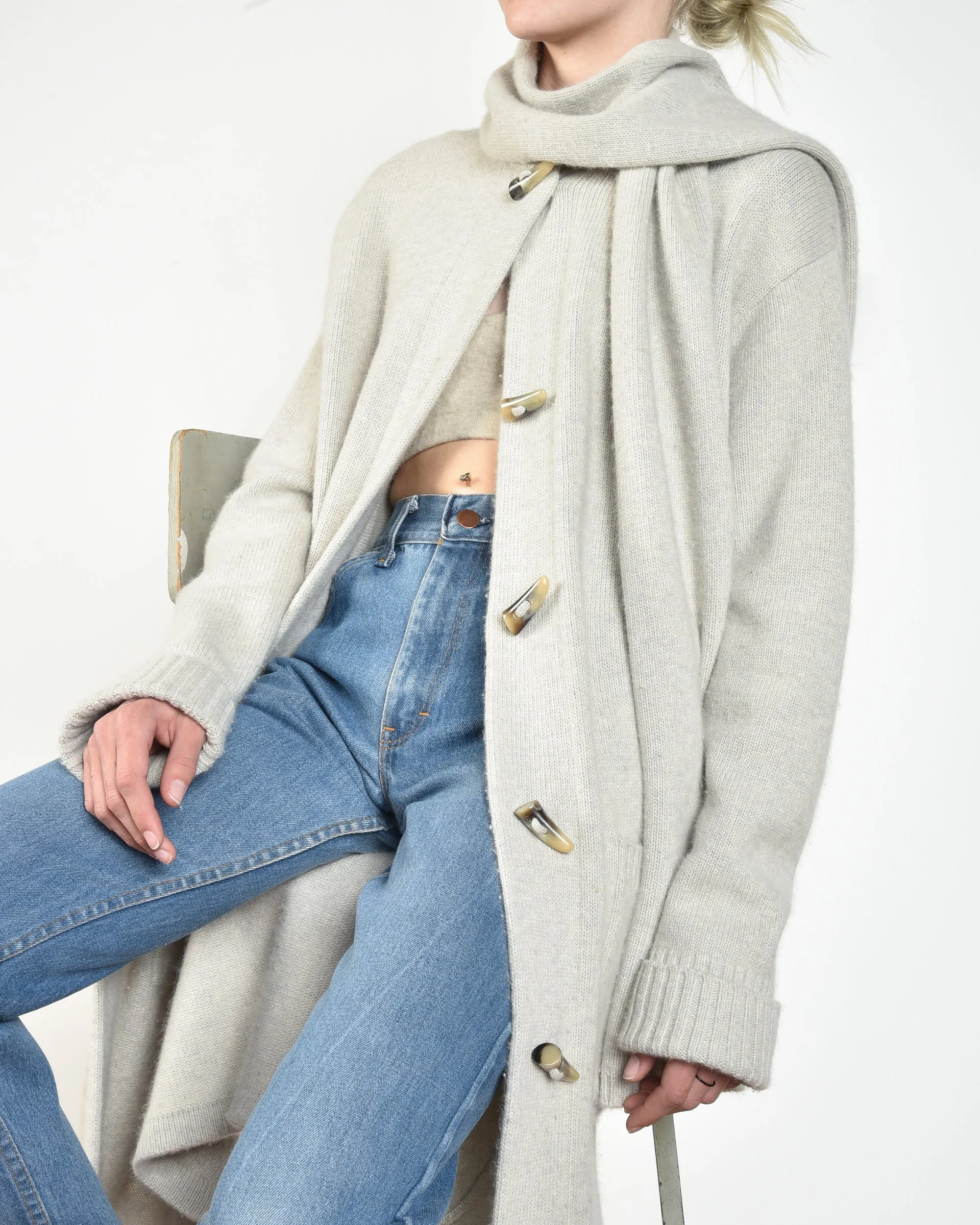 Ralph Lauren Toggle Cardi with Scarf