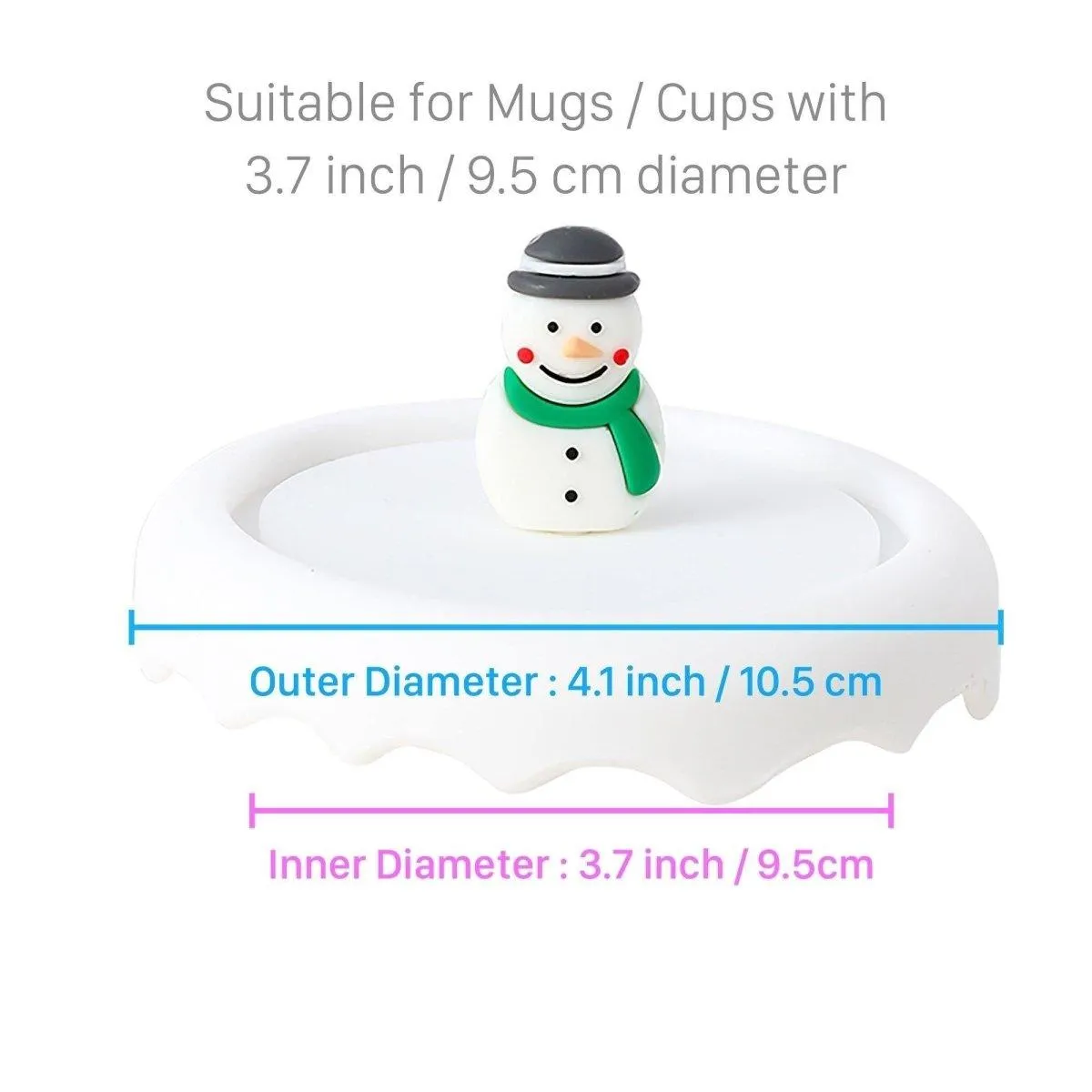 Snowman Silicone Lid Cover Topper for Coffee Mug, Tea Cup, Glasses (Green Scarf) – Starbucks Accessories