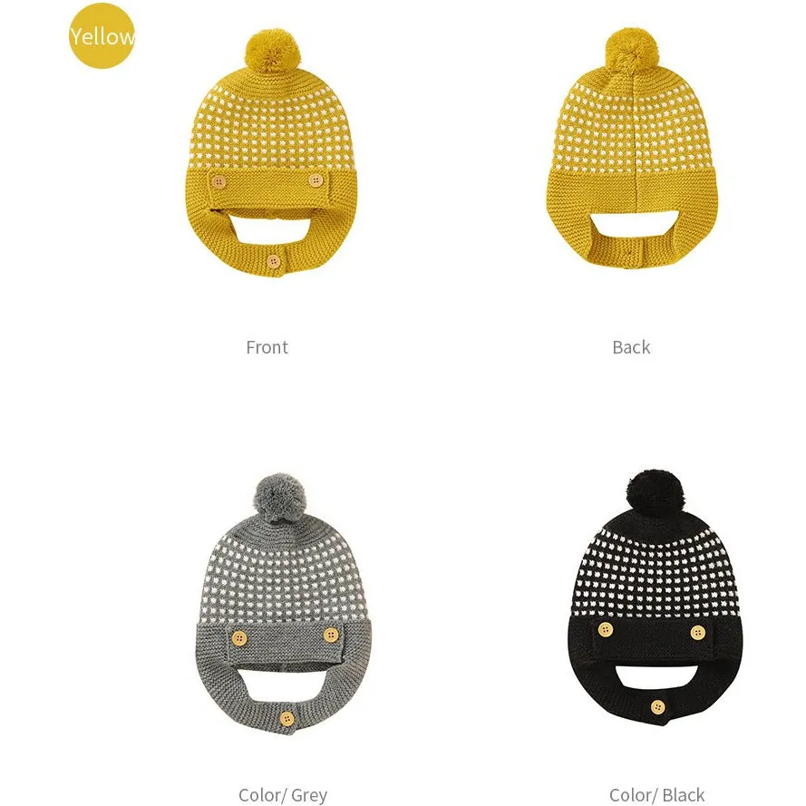 Stripe Pompom Hat with Earflaps