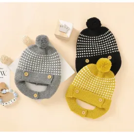 Stripe Pompom Hat with Earflaps