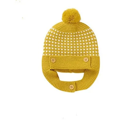 Stripe Pompom Hat with Earflaps