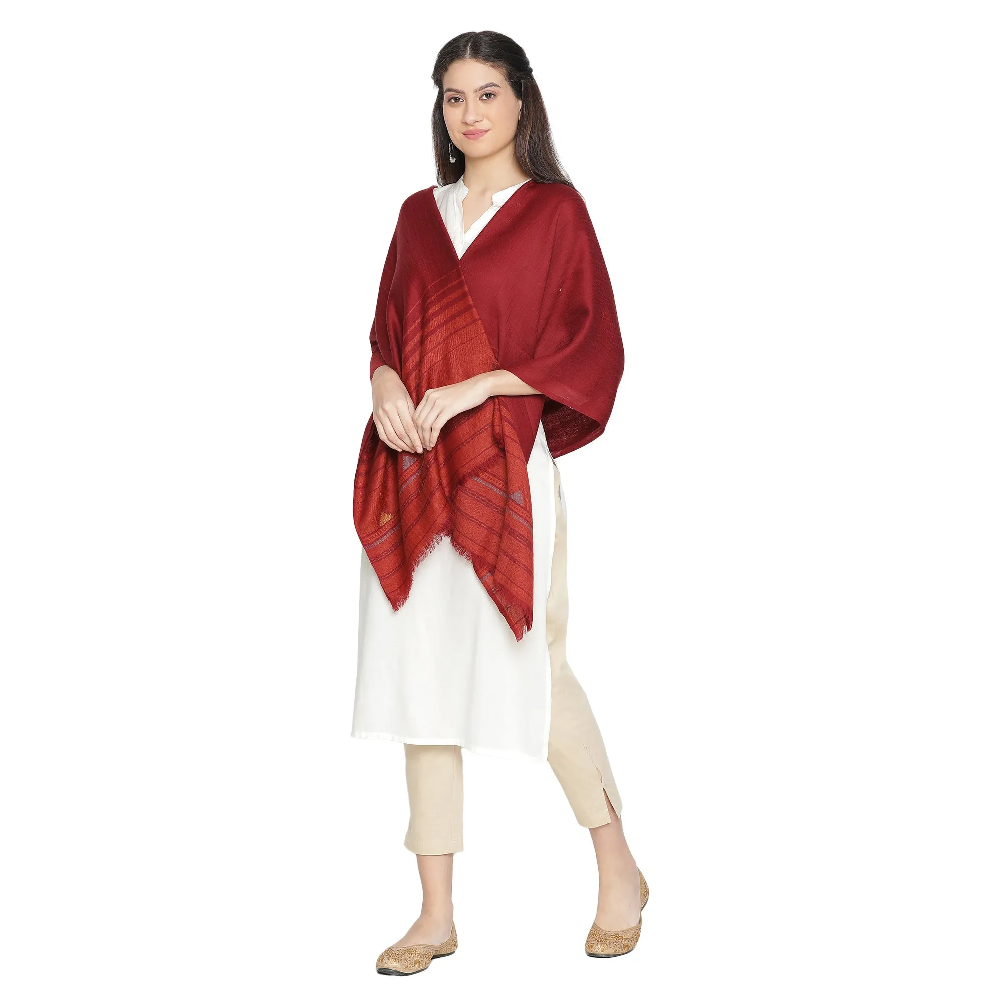 Triangle Dream Woolen Dobby Shawl