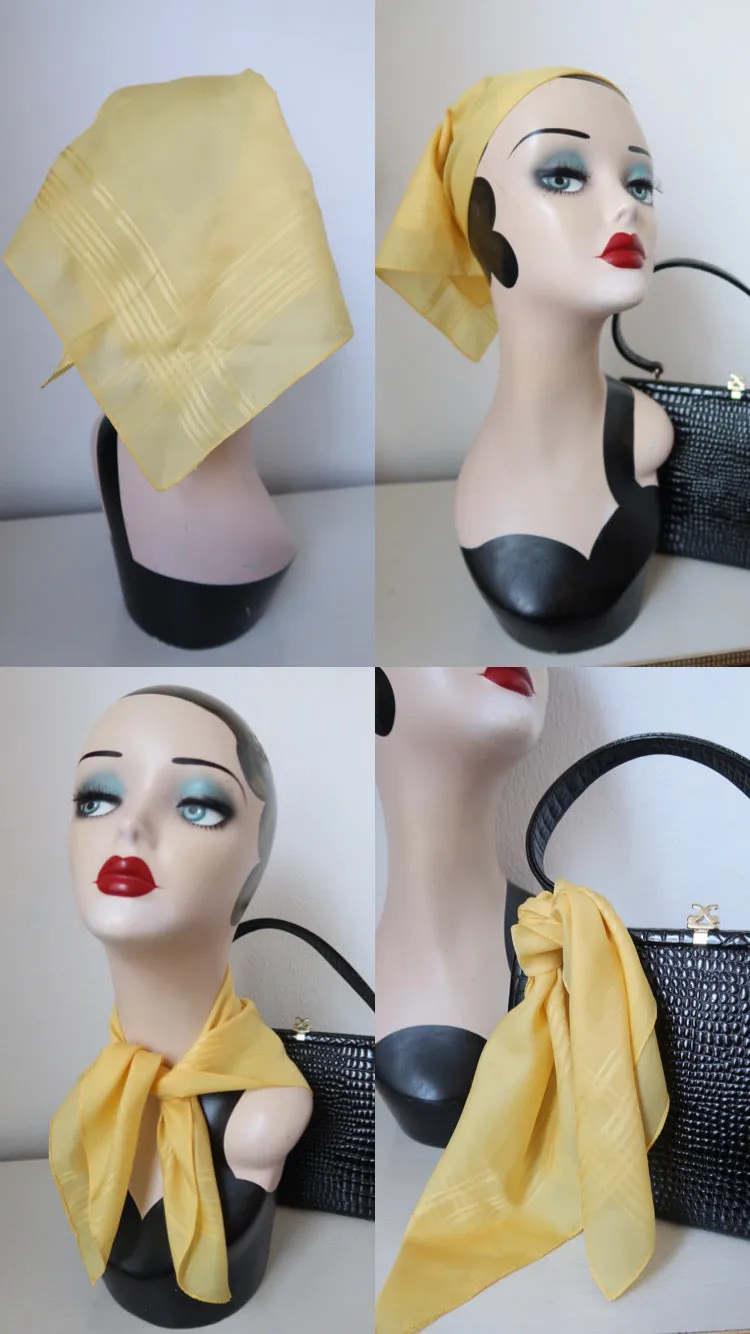 True Vintage Small Square Yellow Scarf