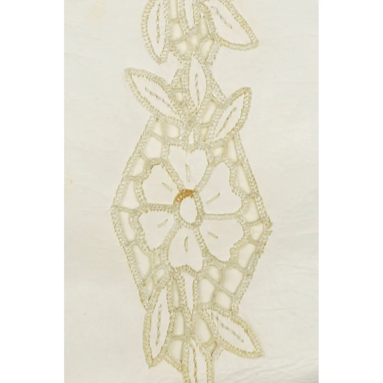 Vintage Ladies White Kid Leather Cutwork Long Evening Gloves Lace Inset
